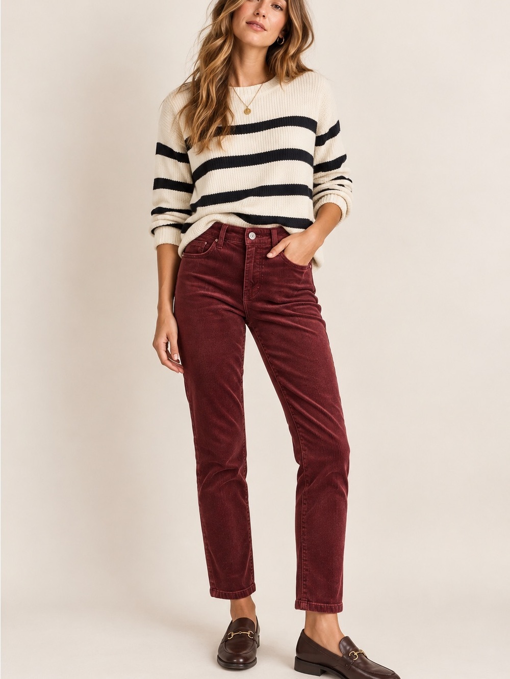 Pilcro Burgundy Corduroy Slim Boyfriend Ankle Jeans Size 26